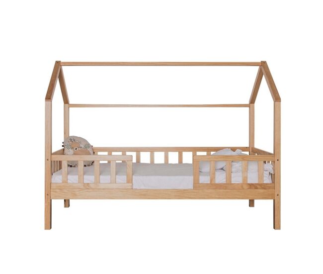 Cama casita con barandilla madera pino 90x190cm
