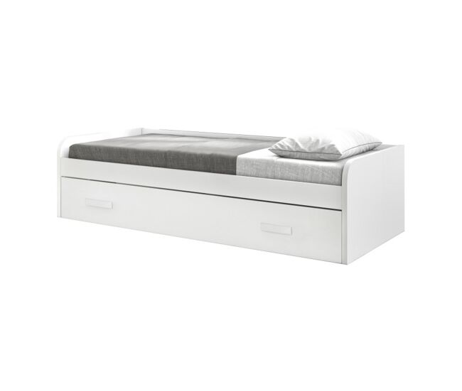 Cama + elevable aglomerado blanco con somier 105/90 cm