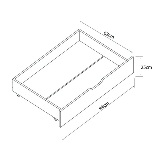 Gavetas Set de 2 camas em madeira pinho 24,8x94x62cm