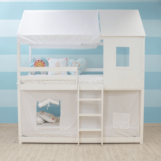 Cobertura de beliche Montessori em algodão branco 167x133196x90cm