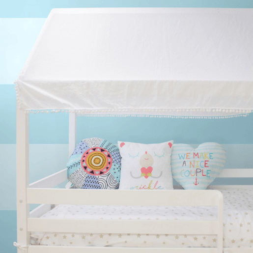 Cobertura de beliche Montessori em algodão branco 167x133196x90cm