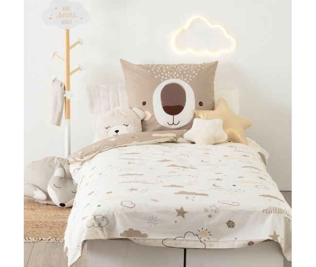 Funda nórdica infantil algodón beige 90x190cm