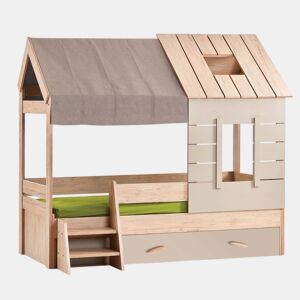 Cama de criança casinha + gaveta em aglomerado cinzento 90x200cm