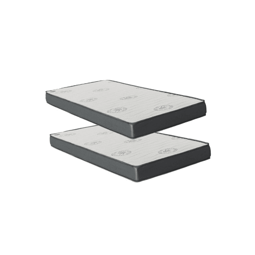 Cama + cama elevável em aglomerado branco com estrado e colchões 9090 cm Cama + cama elevável em aglomerado branco com estrado e colchões 9090 cm