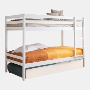 Beliche + cama extraível em madeira branca 90x19090x190cm