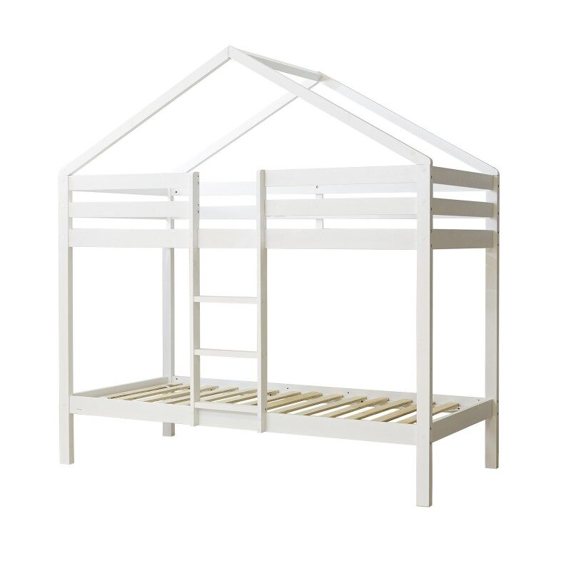 Litera casita madera blanco 90x190/90x190cm