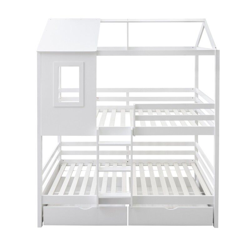 Litera + 2 cajones madera blanco 90x190/90x190cm