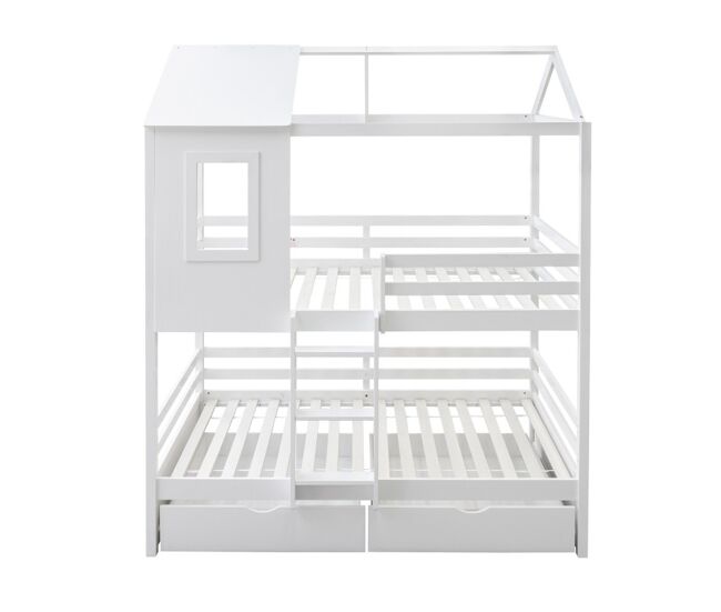 Litera + 2 cajones madera blanco 90x190/90x190cm