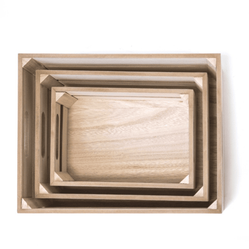 Caixas infantil set de em MDF castanho 17x28x1532x23x1227x18x10cm