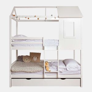 Beliche + cama extraível elevável madeira branca 90x19090x190cm