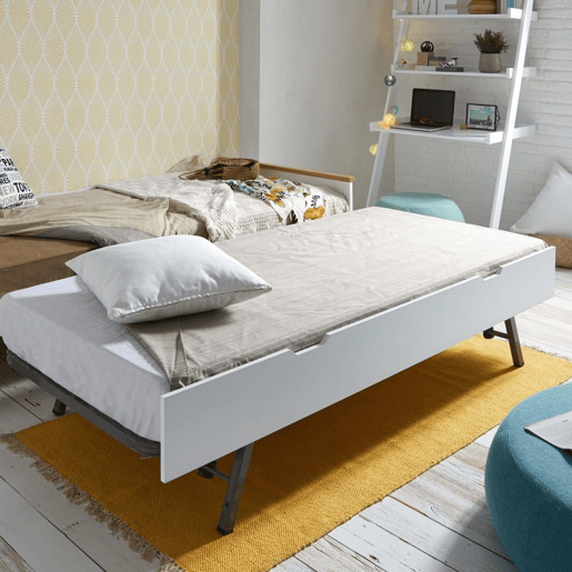 Beliche + cama extraível elevável madeira branca 90x19090x190cm Beliche + cama extraível elevável madeira branca 90x19090x190cm