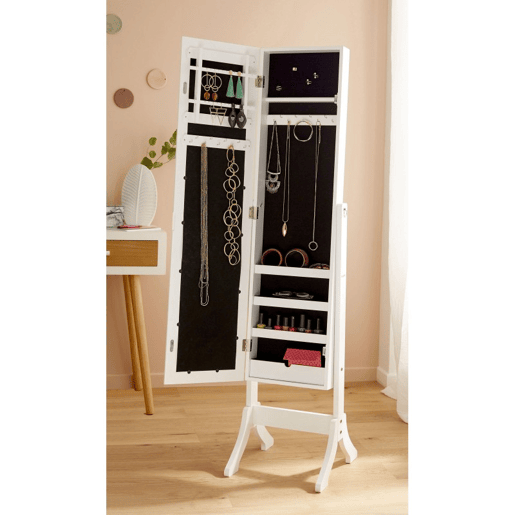 Caixa de joias com Espelho MDF branco 145x36,5x 34,5cm