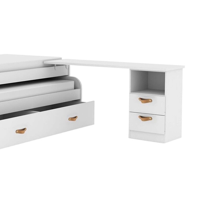 Escritorio soporte cama + cajonera aglomerado blanco cuero 76,5x202x45