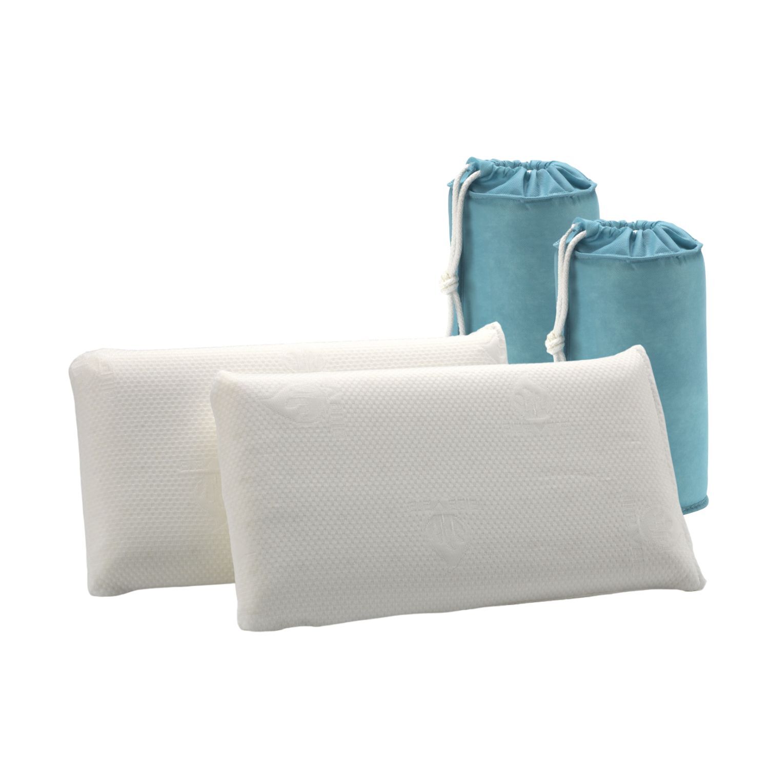 Pack 2 Almohadas Viscoelástica Aloe Vera Viaje 30x50cm con Bolsa Transporte 30x50