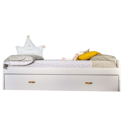Cama + gavetas aglomerado branco com estrado e colchão 105x190cm