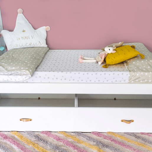 Cama + gavetas aglomerado branco com estrado e colchão 105x190cm