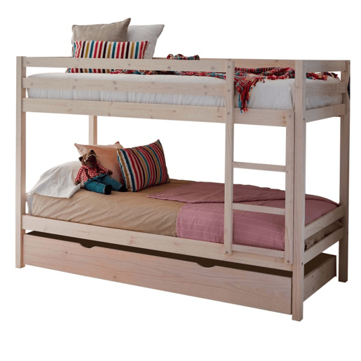 Beliche + cama elevável madeira branco lavado 90x190cm