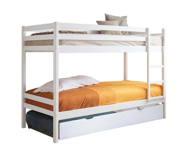 Litera + cama elevable madera blanco 90x190/90x190cm