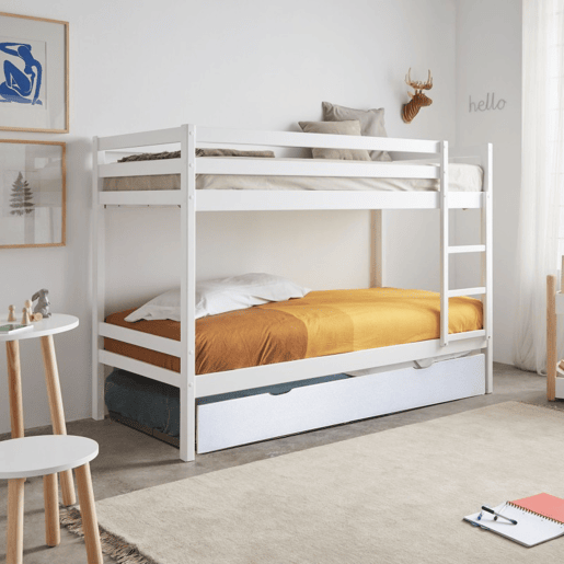Beliche + cama elevável madeira branca 90x19090x190cm