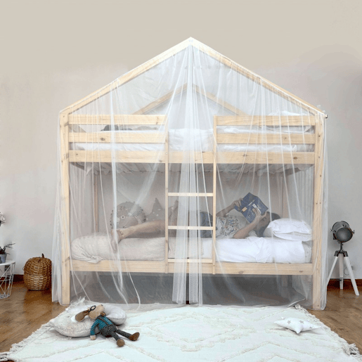 Cobertura de beliche Happy Tulle branca 208x202x98cm