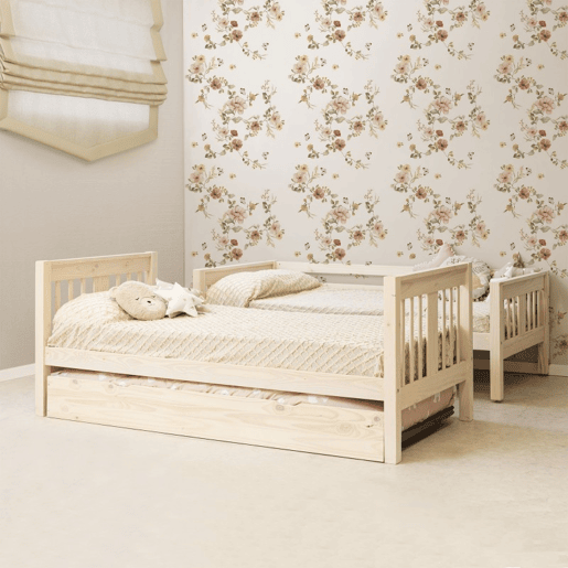 Beliche + cama extraível em madeira branca lavada 90x190cm