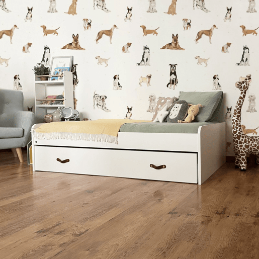 Cama + gavetas aglomerado branco com estrado e colchão 90x190cm