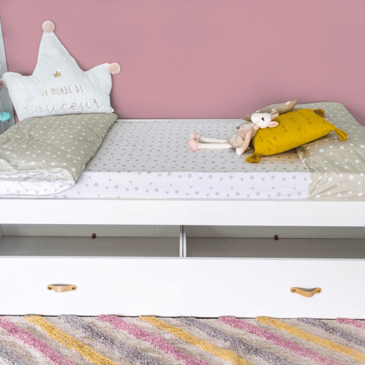 Cama + gavetas aglomerado branco com estrado 105x190cm
