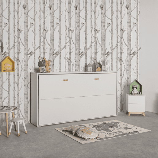 Cama dobrável em aglomerado branco 90x190cm