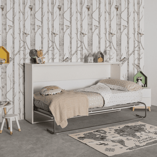 Cama dobrável em aglomerado branco 90x190cm