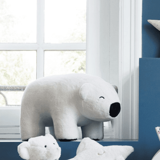 Puff urso MDF branco 34x60x30cm