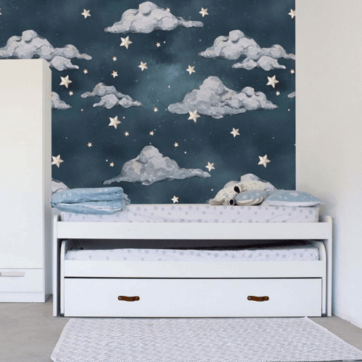 Cama tripla em aglomerado branco com estrados 90x200cm