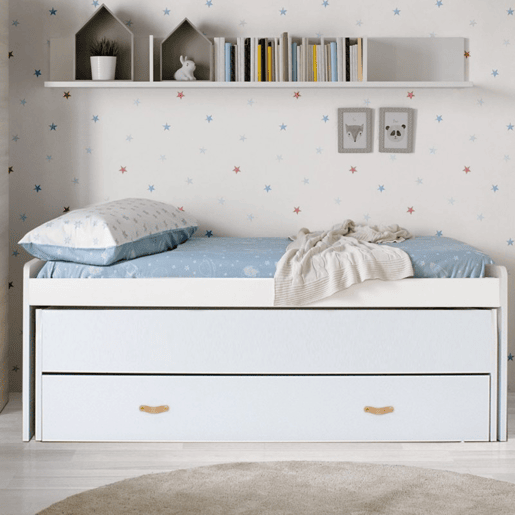 Cama + gavetas aglomerado branco com estrados 105x200cm Cama + gavetas aglomerado branco com estrados 105x200cm