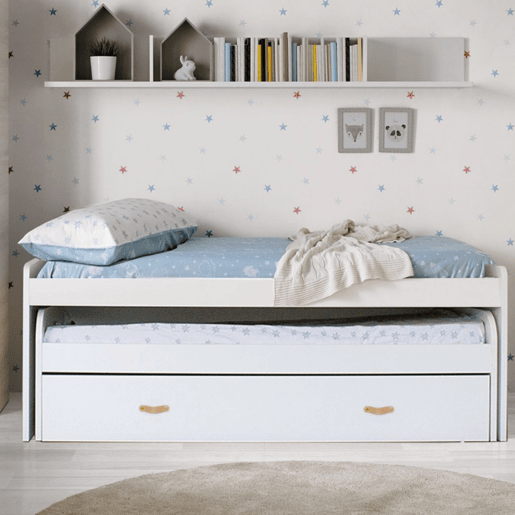Cama + gavetas aglomerado branco com estrados 105x200cm Cama + gavetas aglomerado branco com estrados 105x200cm