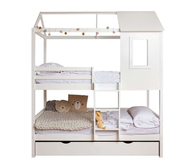 Litera + cama de arrastre madera blanco 90x190/90x190cm