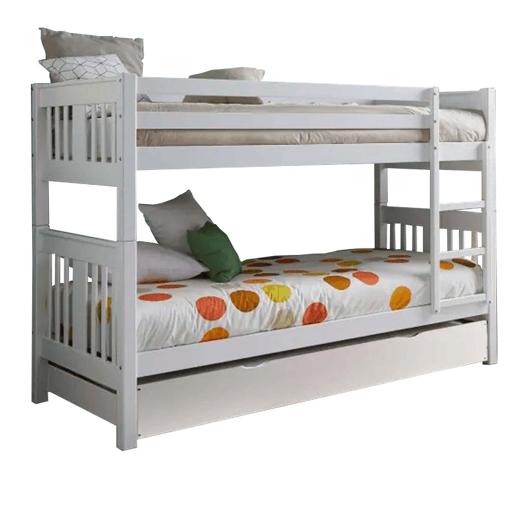 Beliche + cama de arrastro madeira branca 90x190cm