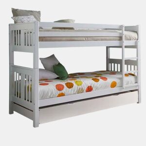 Beliche + cama de arrastro madeira branca 90x190cm