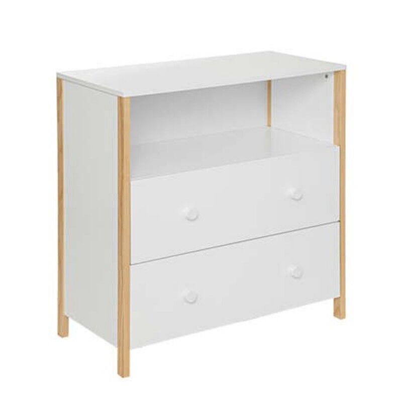 Cómoda 2 cajones aglomerado blanco 85x80x40cm