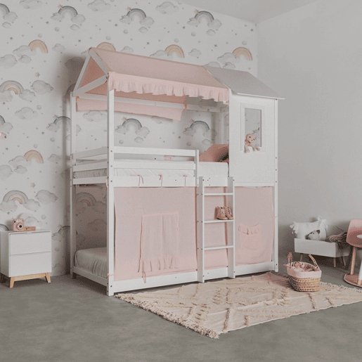 Cobertura de beliche Montessori em algodão rosa 90x196cm