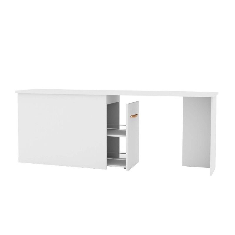 Escritorio + almacenaje 90 aglomerado blanco cuero 76,5x202x45cm