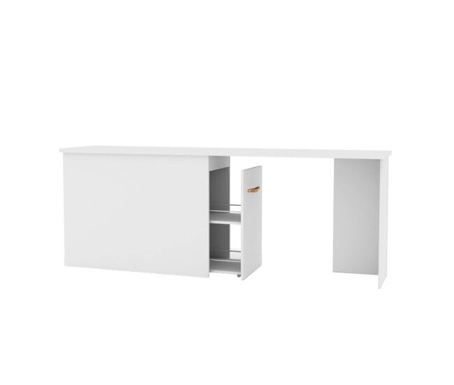 Escritorio + almacenaje 90 aglomerado blanco cuero 76,5x202x45cm