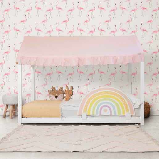 Cobertura da cama Montessori em algodão rosa 40x200,5x100cm