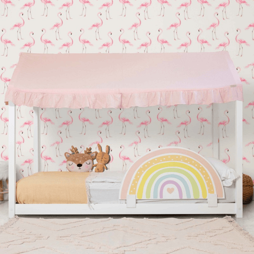 Cobertura da cama Montessori em algodão rosa 40x200,5x100cm