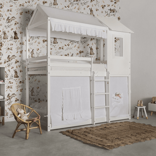 Cobertura de beliche Montessori em algodão branco 90x196cm