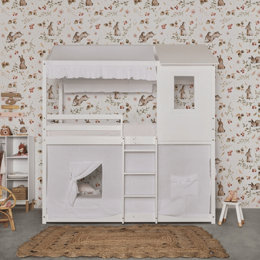 Cobertura de beliche Montessori em algodão branco 90x196cm