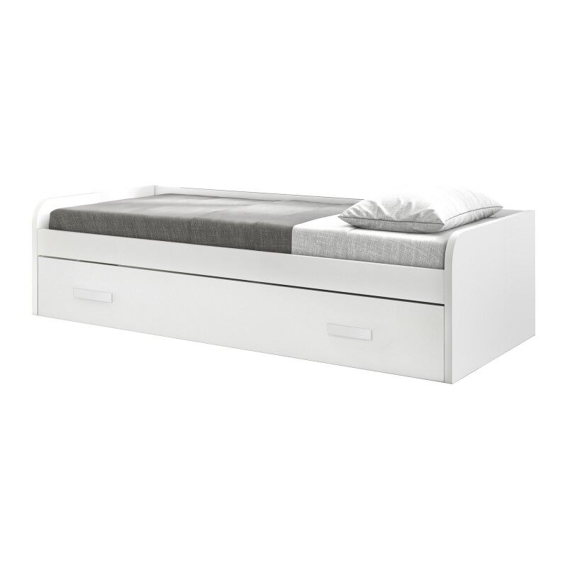 Cama + elevable aglomerado blanco con somier y colchones 105/90 cm