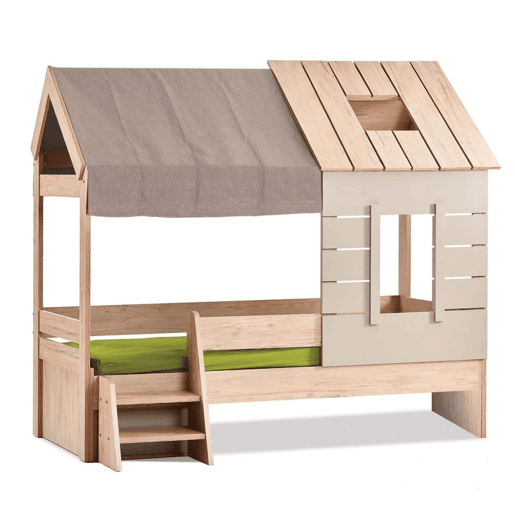 Cama de criança casinha de aglomerado cinzento 90x200cm