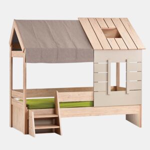 Cama de criança casinha de aglomerado cinzento 90x200cm