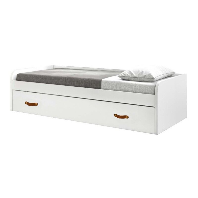 Cama + elevable aglomerado blanco con somier 90/90 cm