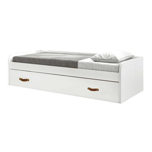 Cama + cama elevável em aglomerado branco com estrado de 9090 cm Cama + cama elevável em aglomerado branco com estrado de 9090 cm
