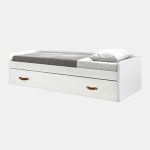 Cama + cama elevável em aglomerado branco com estrado de 9090 cm